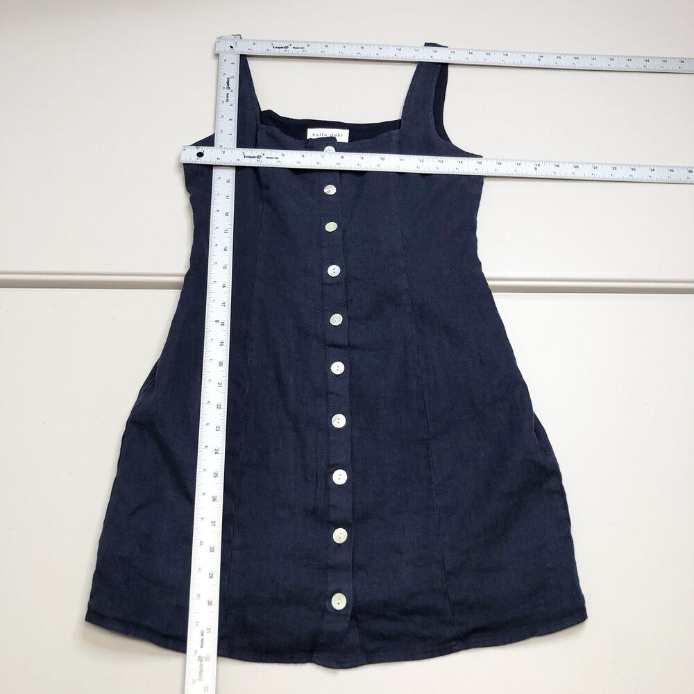 Bella Dahl Square Neck Button Front Mini Dress XS Italian Navy Linen MSRP 194$ - Picture 3 of 12